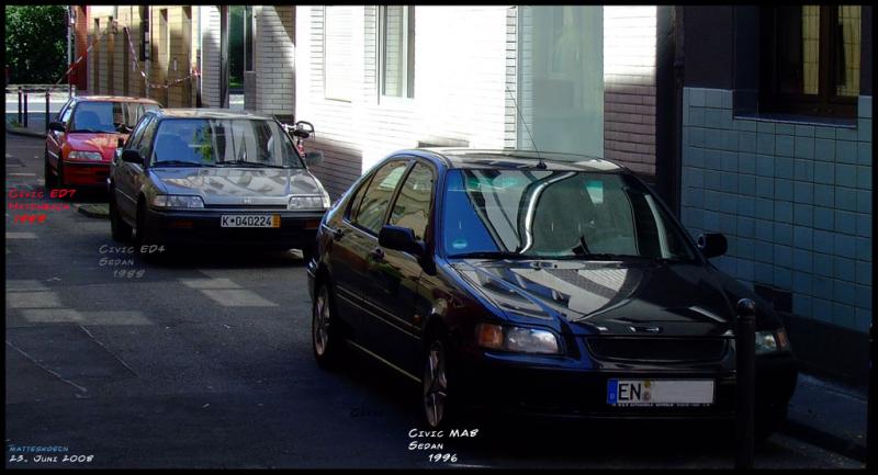 seltener Anblick: Civic ED7, Civic ED4, Civic MA8 ;-)