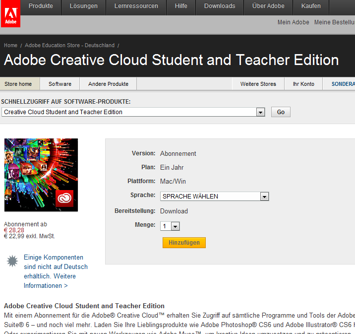 Adobe Creative Cloud Student & Teacher Edition Adobe Adobe Education Store Deutschland Adobe Creative Cloud Student