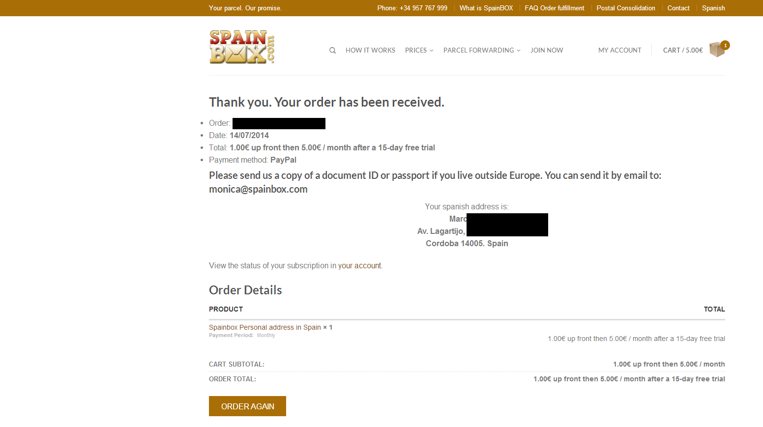 Checkout   Spain Mailboxes Rental   Virtual address   Europe forwarding postal mail2.png