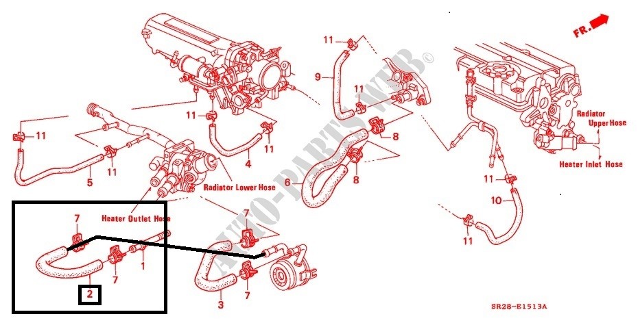 WASSERSCHLAUCH-4-Honda-Auto-CIVIC-CRX-1997-SIR-T-5-gang-Schaltgetriebe.jpg